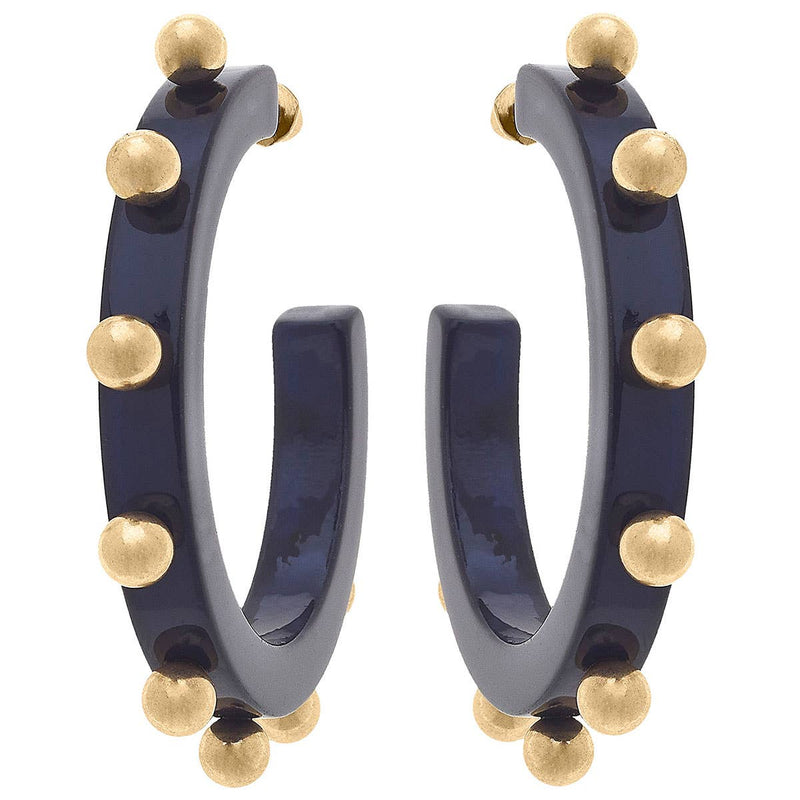 Kelley Studded Metal and Resin Hoop Earrings