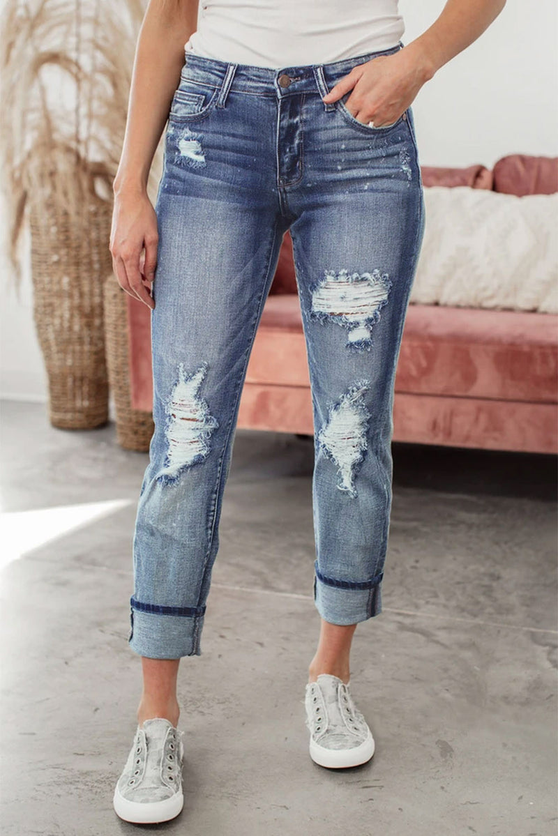 DISTRESSED SPLATTER JEANS
