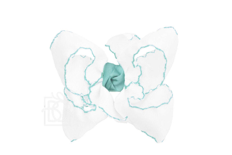 CROCHET EDGE RIBBON BOW ON CLIP