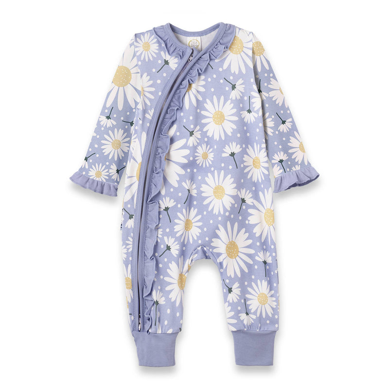 Baby Girl's Wild Daisies Bamboo Zipper Romper: 0-3M