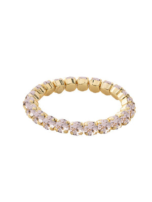 Light Pink Crystal and 10K Gold Stretch Bracelet: Pink