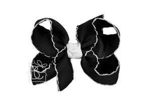 CROCHET EDGE RIBBON BOW ON CLIP