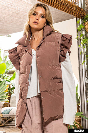 IT1813 Ruffle Sleeve Down Vest