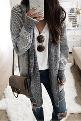 Plaid Long Sleeve Open Front Knit Sweater