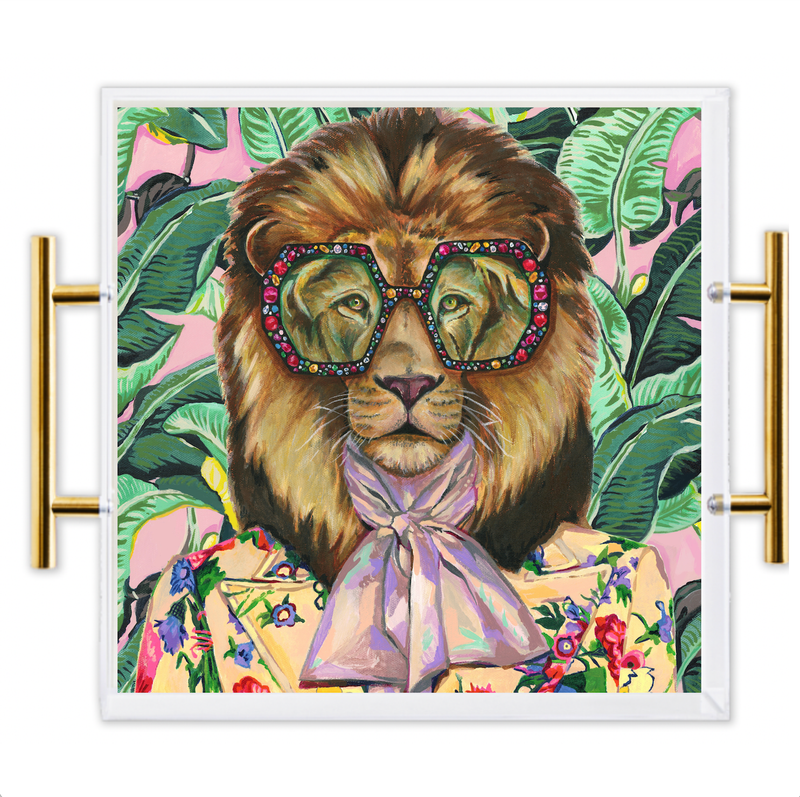 Louis The Lion Acrylic Tray With Gold Handles