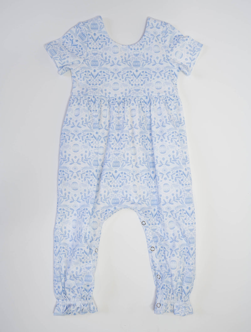 Rosie Romper in Blue Bunnies
