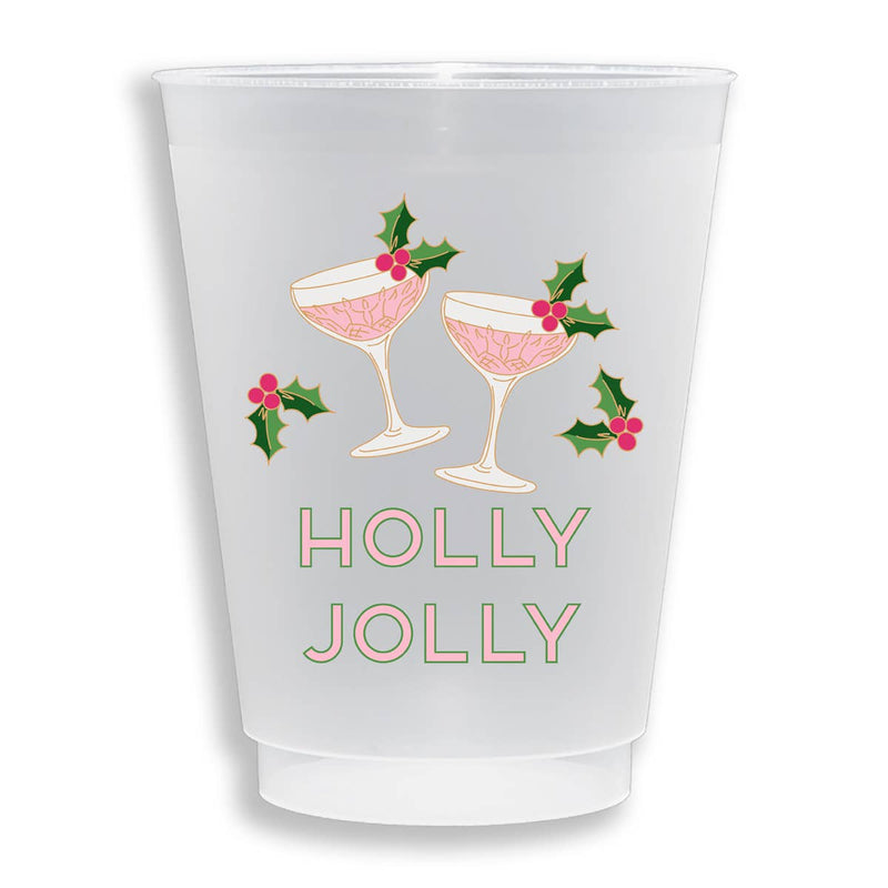 Holly Jolly Shatterproof Frost Flex Plastic Cups