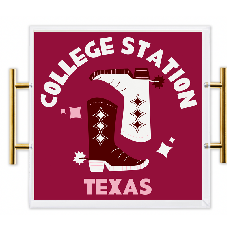 College Station Acrylic Tray With Gold Handles
