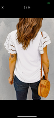 White Ruffle Sleeve Top