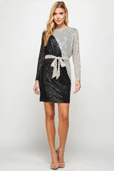 Sequin Color Block Dress